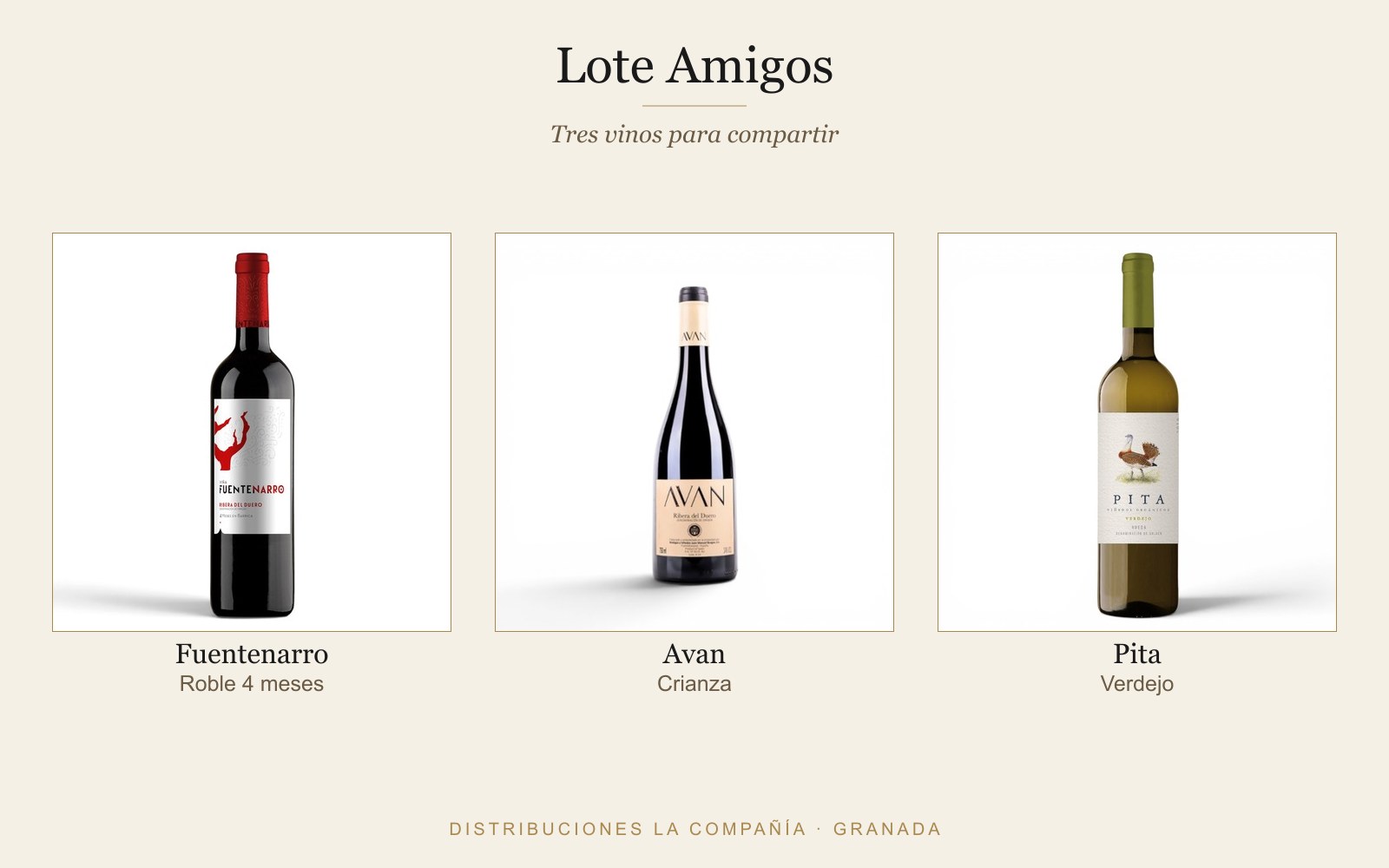 Lote Amigos: Fuentenarro Roble 4 meses, Avan Crianza y Pita Verdejo