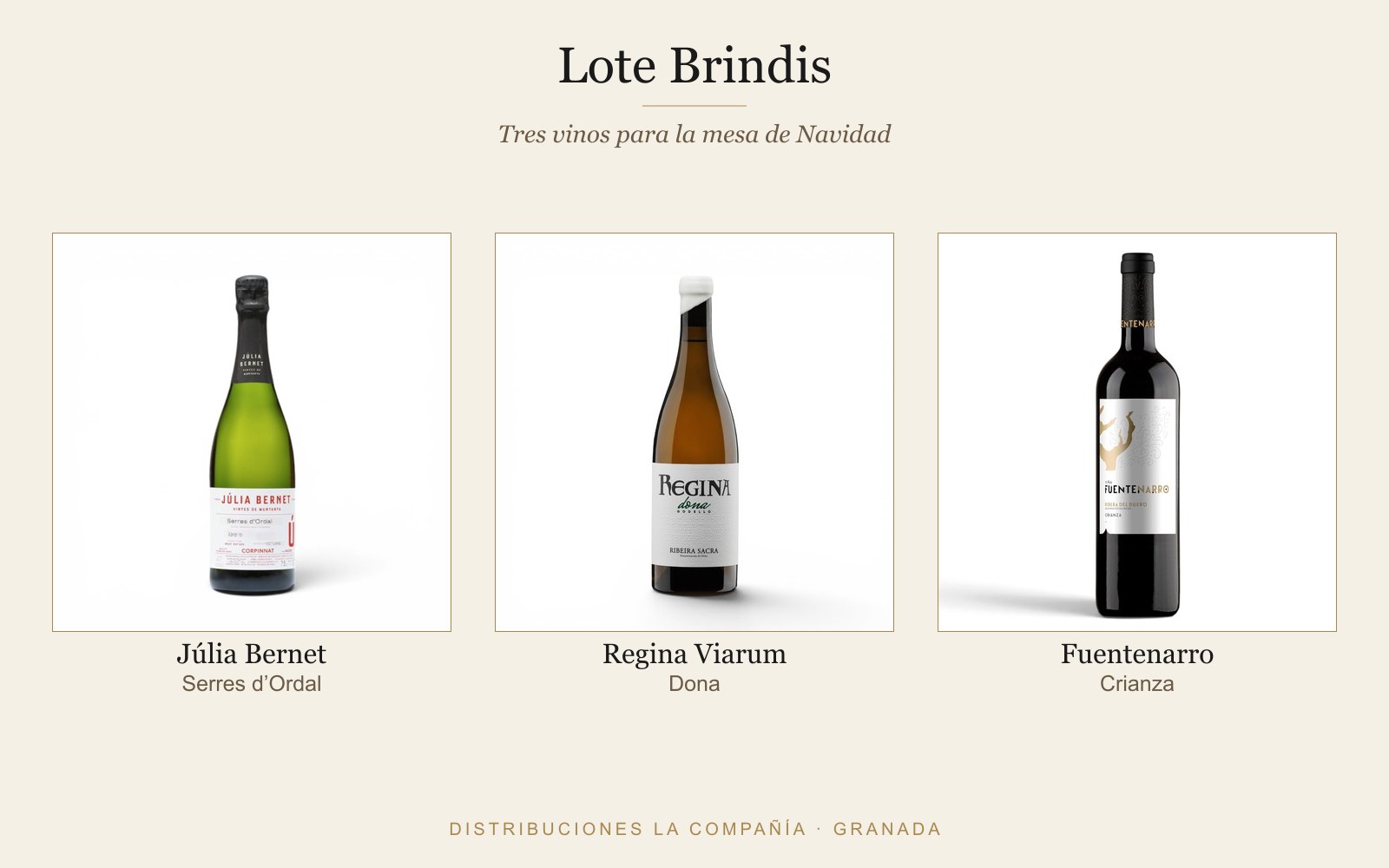 Lote Brindis: Júlia Bernet Serres d'Ordal, Regina Viarum Dona y Fuentenarro Crianza